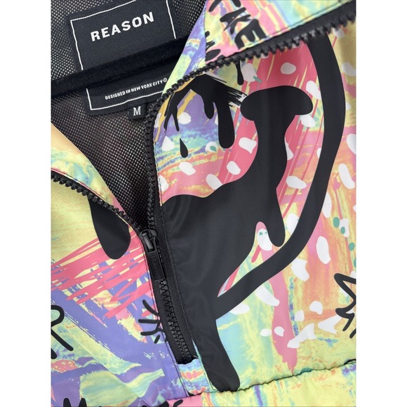 Reason Graffiti Drip Smiley Face Hoodie Mens Medium Streetwear Hoodie Lined - Picture 7 of 9